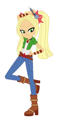 Size: 630x1269 | Tagged: safe, artist:iamsheila, artist:mixiepie, edit, vector edit, applejack, aria blaze, human, equestria girls, g4, aria blaze's boots, female, gem, microphone, palette swap, recolor, simple background, siren gem, solo, transparent background, vector