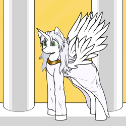 Size: 2000x2000 | Tagged: artist needed, source needed, safe, oc, oc:κασσάνδρα, alicorn, pony, alicorn oc, clothes, high res, horn, solo, wings
