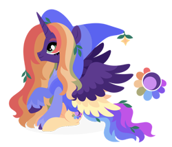 Size: 1024x876 | Tagged: oc name needed, safe, artist:kabuvee, oc, oc only, alicorn, pony, alicorn oc, cutie mark, female, hat, horn, lineless, mare, pony oc, simple background, solo, transparent background, unshorn fetlocks, wings, witch hat