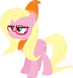 Size: 394x420 | Tagged: safe, artist:selenaede, artist:victorfazbear, buttershy, pegasus, pony, g4, g4.5, my little pony: pony life, base used, g4.5 to g4, generation leap, glasses, hat, simple background, solo, transparent background