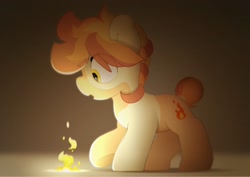 Size: 3026x2144 | Tagged: safe, artist:mochi_nation, oc, oc only, oc:flame egg, earth pony, pony, coat markings, female, fire, high res, looking at something, mare, solo, super powers