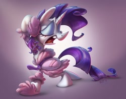 Size: 2048x1606 | Tagged: safe, artist:brdte, rarity, pony, unicorn, g4, bathrobe, clothes, eyes closed, female, open mouth, pajamas, robe, slippers, solo