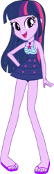 Size: 375x1196 | Tagged: safe, artist:tajohnson6, twilight sparkle, alicorn, human, equestria girls, equestria girls specials, g4, my little pony equestria girls: better together, my little pony equestria girls: forgotten friendship, bare shoulders, clothes, female, open mouth, sandals, sci-twi swimsuit, simple background, sleeveless, solo, swimsuit, transparent background, twilight sparkle (alicorn)