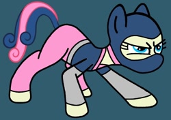 Size: 720x508 | Tagged: safe, artist:darlycatmake, bon bon, sweetie drops, earth pony, pony, g4, angry, fighting stance, glare, ninja, ready to fight