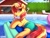 Size: 2000x1500 | Tagged: safe, artist:shadowreindeer, sunset shimmer, pony, unicorn, g4, blushing, clothes, pool toy, question mark, shorts, solo, swimming pool