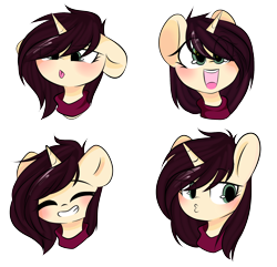 Size: 2000x1929 | Tagged: safe, artist:thieftea, oc, oc only, oc:nari, pony, unicorn, blushing, clothes, floppy ears, horn, scarf, simple background, solo, tongue out, transparent background, unicorn oc