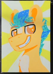 Size: 1520x2124 | Tagged: safe, artist:lbrcloud, part of a set, hitch trailblazer, earth pony, pony, g5, grin, smiling, solo, traditional art