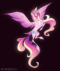 Size: 2471x2920 | Tagged: safe, artist:marbola, princess cadance, alicorn, pony, g4, black background, high res, simple background, solo