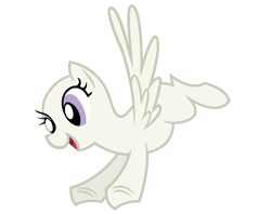 Size: 1280x1016 | Tagged: artist needed, safe, artist:lauren faust, pegasus, pony, g1, g4, bald, base, female, flying, full body, g1 to g4, generation leap, grin, hooves, mare, purple eyes, simple background, smiling, solo, transparent background, white coat