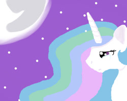 Size: 782x627 | Tagged: safe, artist:budinska, princess celestia, alicorn, pony, g4, crying, female, mare, mare in the moon, moon, night, night sky, sad, sky, solo