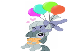 Size: 840x613 | Tagged: safe, artist:loveponies89, limestone pie, marble pie, earth pony, pony, g4, balloon, clothes, cute, duo, eyes closed, female, filly, flying, foal, limabetes, looking up, marblebetes, siblings, simple background, sisters, sitting, smiling, sweater, white background, wrong aspect ratio