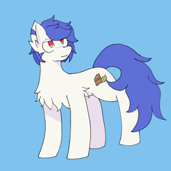 Size: 2000x2000 | Tagged: safe, artist:scarlet3yes, oc, oc only, earth pony, pony, blue background, chest fluff, high res, no pupils, simple background, solo