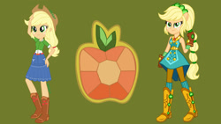 Size: 1280x720 | Tagged: safe, artist:amadondawn, applejack, human, equestria girls, g4, boots, clothes, cowboy boots, crystal guardian, gloves, high heel boots, shoes, simple background, solo