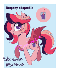 Size: 2500x3000 | Tagged: safe, artist:darkynez, oc, bat pony, adoptable, ear piercing, high res, piercing