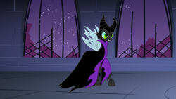 Size: 3265x1836 | Tagged: safe, artist:sirius-writer, queen chrysalis, changeling, changeling queen, g4, disney, female, maleficent, sleeping beauty