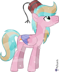 Size: 4000x4886 | Tagged: safe, artist:melisareb, oc, oc only, oc:jet raise, crystal pony, pegasus, pony, .svg available, absurd resolution, colored wings, fez, hat, lidded eyes, male, simple background, solo, stallion, stars, transparent background, two toned wings, vector, wings