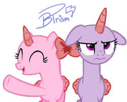 Size: 746x596 | Tagged: safe, artist:brushprism, oc, oc only, alicorn, pony, alicorn oc, base, duo, floppy ears, frown, horn, simple background, smiling, transparent background, underhoof, wings