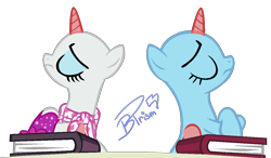 Size: 1182x689 | Tagged: safe, artist:brush-prism, oc, oc only, alicorn, pony, alicorn oc, base, book, duo, eyelashes, frown, horn, signature, simple background, transparent background, wings