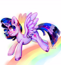 Size: 3500x3700 | Tagged: safe, artist:dragonfruitbubble, twilight sparkle, alicorn, pony, g4, cute, high res, rainbow, simple background, solo, sparkles, twilight sparkle (alicorn), white background