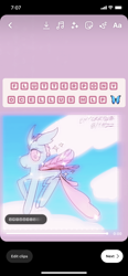 Size: 828x1792 | Tagged: safe, artist:enperry88, ocellus, changedling, changeling, flutter pony, g4, blue sky, cloud, happy, looking at you, raised hoof, smiling, smiling at you, sparkles, species swap