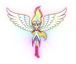 Size: 1280x1075 | Tagged: safe, artist:melspyrose, megan williams, human, anime, multicolored hair, rainbow hair, simple background, solo, transparent background, wings