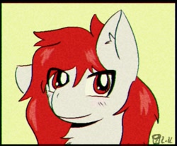 Size: 1032x855 | Tagged: safe, artist:scarletdoodle, oc, oc:scarlet breeze, pony, anime, ear fluff, male, red eyes, red mane, solo