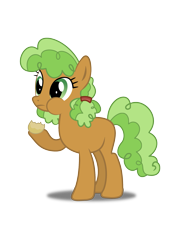 Size: 1465x2079 | Tagged: safe, artist:goodwinn, apple brown betty, earth pony, pony, g4, apple family member, eating, female, food, mare, puffy cheeks, simple background, solo, transparent background, vector