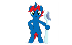 Size: 1098x691 | Tagged: safe, artist:nirguna1314, artist:ry-bluepony1, oc, oc only, oc:train track, pony, unicorn, g4, base used, blue coat, food, hair, horn, ice cream, male, male oc, mane, pony oc, pun, scoop, show accurate, simple background, solo, stallion, stallion oc, standing on two hooves, tail, transparent background, unicorn oc