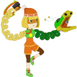 Size: 1280x1280 | Tagged: safe, artist:celesticblaster, human, equestria girls, g4, arms (video game), barely eqg related, clothes, crossover, dragon arm, equestria girls style, equestria girls-ified, hat, mask, min min, open mouth, shoes, simple background, sneakers, super smash bros., transparent background