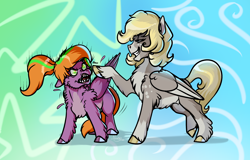 Size: 3250x2075 | Tagged: safe, artist:mylittlegodzilla, oc, oc only, oc:beatrice creux, oc:gray bird, pegasus, pony, boop, high res