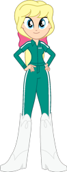 Size: 495x1262 | Tagged: safe, artist:legobuilder100, megan williams, human, equestria girls, g4, boots, clothes, equestria girls-ified, happy, high heel boots, long sleeves, shoes, simple background, solo, squid game, suit, transparent background