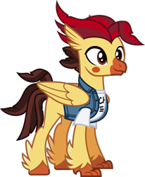 Size: 1291x1566 | Tagged: safe, artist:lightningbolt, derpibooru exclusive, classical hippogriff, hippogriff, g4, .svg available, beak, clothes, colored pupils, dyed mane, feather, folded wings, hippogriffied, hooves, jacket, male, nick martin, shirt, show accurate, simple background, sleeping with sirens, solo, species swap, svg, t-shirt, talons, transparent background, undershirt, vector, wings