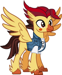 Size: 1306x1566 | Tagged: safe, artist:lightningbolt, derpibooru exclusive, classical hippogriff, hippogriff, g4, .svg available, beak, clothes, colored pupils, dyed mane, feather, hippogriffied, hooves, jacket, male, nick martin, shirt, show accurate, simple background, sleeping with sirens, solo, species swap, spread wings, svg, t-shirt, talons, transparent background, undershirt, vector, wings