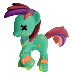 Size: 918x959 | Tagged: safe, artist:nootaz, edit, oc, oc only, oc:deadmeat, piñata pony, pony, male, piñata, simple background, solo, toy, transparent background, x eyes