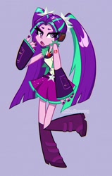 Size: 1574x2480 | Tagged: safe, artist:aanotherpony, aria blaze, human, equestria girls, g4, ariatsune miku, clothes, cosplay, costume, crossover, female, hatsune miku, purple background, simple background, skirt, solo, vocaloid