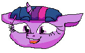 Size: 168x104 | Tagged: safe, twilight sparkle, ambiguous race, pony, g4, eyebrows, head only, horn, ms paint, simple background, smiling, solo, white background