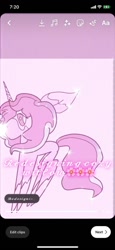 Size: 591x1280 | Tagged: safe, artist:enperry88, oc, oc only, oc:cozy willow, pony, unicorn, coat markings, female, floppy ears, horn, looking at you, mare, pinto, pony oc, redesign, shy, socks (coat markings), solo, unicorn oc
