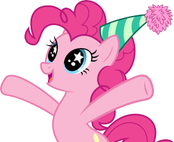 Size: 7336x6000 | Tagged: safe, artist:gamemasterluna, pinkie pie, earth pony, pony, g4, pinkie pride, .svg available, cute, diapinkes, happy, hat, hooves out, party hat, simple background, solo, starry eyes, transparent background, vector, wingding eyes