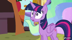 Size: 640x360 | Tagged: safe, screencap, princess celestia, twilight sparkle, alicorn, earth pony, pony, g4, party pooped, season 5, animated, crown, duo focus, female, floppy ears, gif, gifs.com, grin, height difference, i watch it for the ears, jewelry, mare, nervous, nervous smile, open mouth, open smile, physique difference, regalia, slender, smiling, tall, thin, twilight sparkle (alicorn)