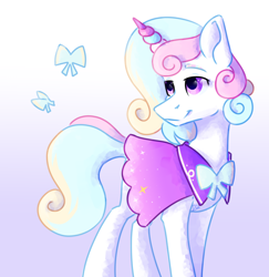 Size: 1252x1290 | Tagged: safe, artist:lambydwight, butterfly, pony, unicorn, bowtie, cloak, clothes, cookie run, cream unicorn cookie, femboy, male, ponified, simple background, stallion