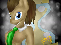 Size: 1600x1200 | Tagged: safe, artist:diankave, doctor whooves, time turner, earth pony, anthro, g4, cutie mark background, male, necktie, solo