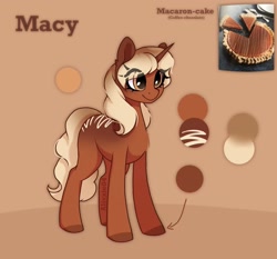 Size: 1845x1720 | Tagged: safe, artist:_alixxie_, oc, oc only, oc:macy, pony, unicorn, colored hooves, eye clipping through hair, female, full body, hooves, horn, mare, reference sheet, smiling, solo, standing, three quarter view, unicorn oc, watermark
