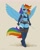 Size: 1600x2000 | Tagged: safe, artist:asimos, rainbow dash, pegasus, anthro, plantigrade anthro, g4, belt, blushing, boots, breasts, clothes, dagger, fantasy class, female, gloves, long gloves, midriff, rogue, sexy, shoes, skimpy outfit, small breasts, solo, spread wings, stupid sexy rainbow dash, thigh boots, weapon, wings