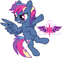 Size: 1024x956 | Tagged: safe, artist:lillyleaf101, oc, oc only, oc:night flight, pegasus, pony, base used, female, flying, frown, magical lesbian spawn, mare, offspring, parent:rainbow dash, parent:twilight sparkle, parents:twidash, pegasus oc, simple background, solo, spread wings, teeth, transparent background, wings