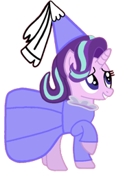 Size: 720x988 | Tagged: safe, artist:darlycatmake, starlight glimmer, pony, unicorn, g4, clothes, female, grin, happy, hat, hennin, long sleeves, looking up, nervous, nervous smile, princess, princess starlight glimmer, simple background, smiling, solo, transparent background