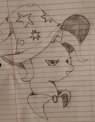 Size: 2783x3564 | Tagged: safe, artist:ceffyl-dŵr, trixie, pony, unicorn, g4, clothes, hat, high res, lined paper, solo, traditional art, trixie's hat