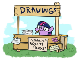 Size: 675x527 | Tagged: safe, artist:jargon scott, twilight sparkle, pony, unicorn, g4, cute, female, filly, filly twilight sparkle, foal, misspelling, mouth hold, paper, pencil, solo, squatpony, text, twiabetes, twiggie, younger