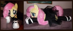 Size: 4264x1824 | Tagged: safe, artist:calusariac, fluttershy, pony, g4, clothes, heart, heart eyes, irl, lying down, photo, plushie, prone, solo, tutu, wingding eyes