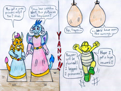 Size: 1280x956 | Tagged: safe, artist:jose-ramiro, princess ember, smolder, dragon, koopa troopa, g4, clothes, crossover, dragoness, dress, female, princess smolder, super mario bros., traditional art