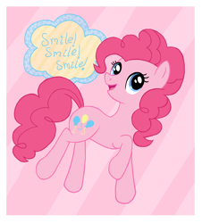 Size: 1552x1720 | Tagged: safe, artist:luciekj, pinkie pie, earth pony, pony, g4, 2013, cute, diapinkes, female, happy, mare, old art, open mouth, open smile, raised hoof, smile smile smile, smiling, solo